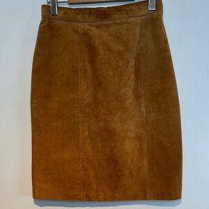 Vintage Ada genuine suede camel colour Pencil Skirt size 9-10